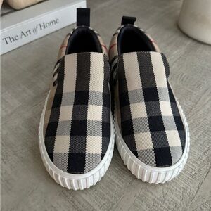 Burberry Black and Cream Checkered Kids Dress Shoes